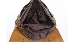 Canvas Leather Satchel Bag L