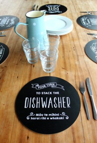 Placemats set of 6 Family Chores