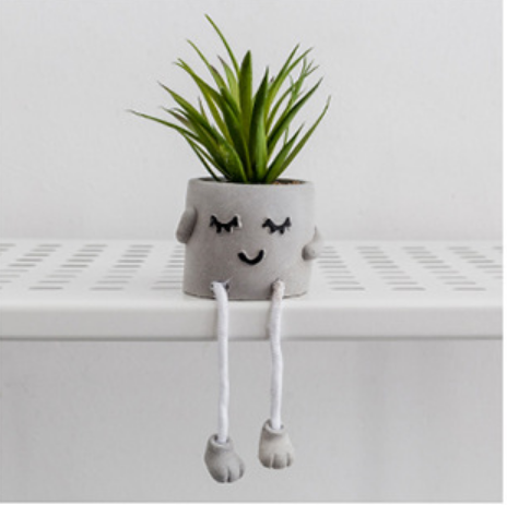 Doll Head Artificial Planter With Dangling Legs
