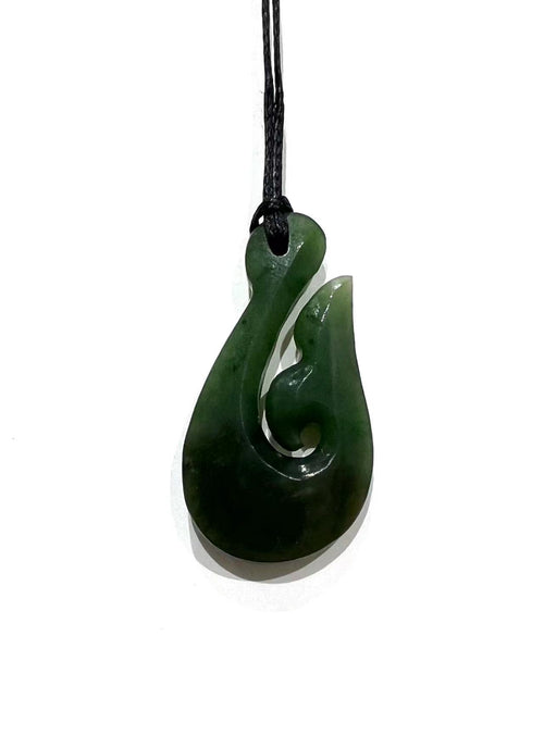 Greenstone Pendant Whale Tail Hook 43mm