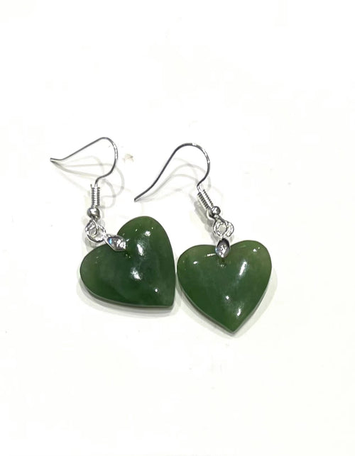 Greenstone / Pounamu Heart Earrings 20mm