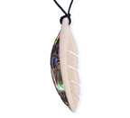 Cow Bone Necklace - Feather Paua