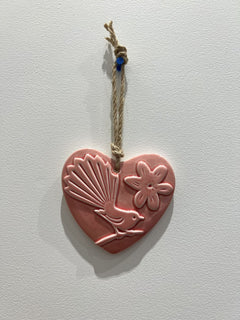 Ceramic Hanging Fantail Manuka Flower Heart