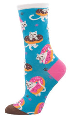 Women's Socks - Sweet Treat Kitties - Blue