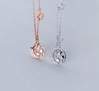 Sterling Silver Necklace - Geometric Moon Star