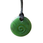 Mana NZ Round Greenstone Pendant Koru 2.1cm B122