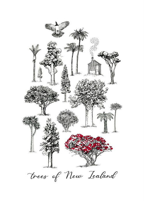 Tea Towel - NZ Trees - Wolfkamp & Stone
