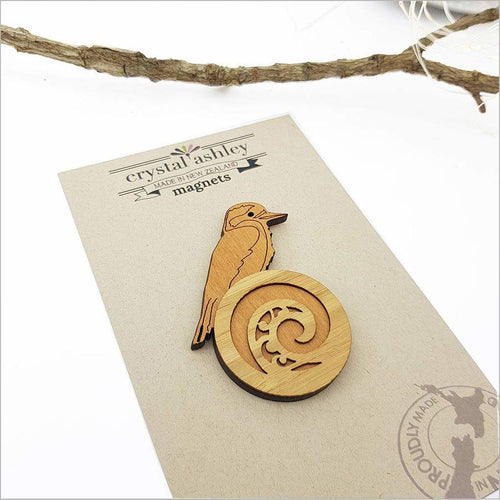 NZ Bamboo Magnet - Kingfisher Koru
