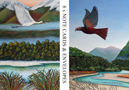 Notecards - Clare Reilly -  Kotuku & Kaka Pack of 8