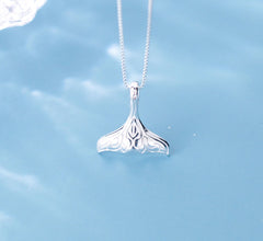 Sterling Silver Necklace - Koru Tattoo Whale Tail