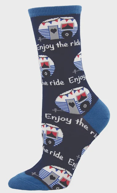 Women Cotton Socks - Enjoy The Ride - Navy