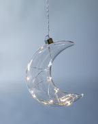 Clear Crescent Moon Hanging Clear Glass Light