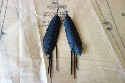 Upcycled Feather earrings with strands