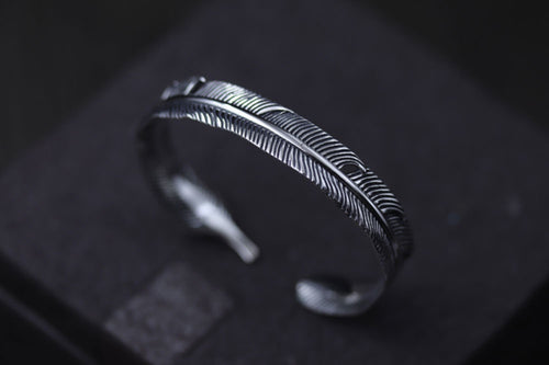 Sterling Silver Feather Bangle