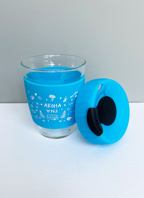 Reusable Glass Cup - Blue