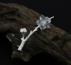 Sterling Silver Manuka Branch Brooch & Natural Crystal