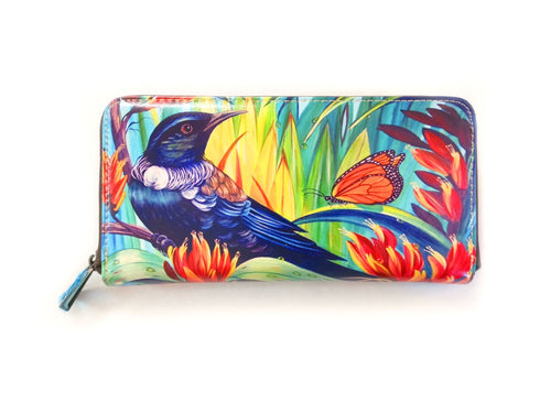 Enchanted Tui Leather Long Wallet
