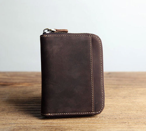 Leather Zipped Card Holder w Pocket