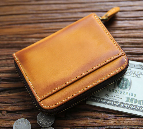 Leather Zipped Card Holder w Pocket