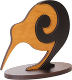 NZ Made Standing Rimu Art Kiwi
