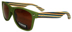 Sunnies - Green Wooden/striped Arms Sunglasses