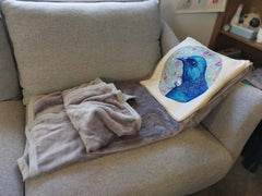 Cushion Blanket - Round Fantail Blue
