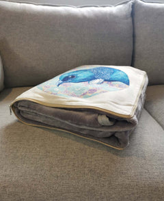 Cushion Blanket - Round Fantail Blue