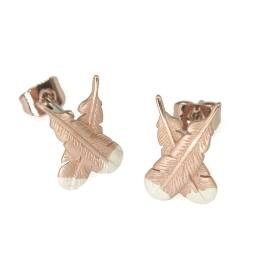 Rose Gold Huia Feather Earrings
