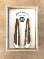 Rimu Earrings - Piwakawaka (fantail) Tail Feather Silver Hook