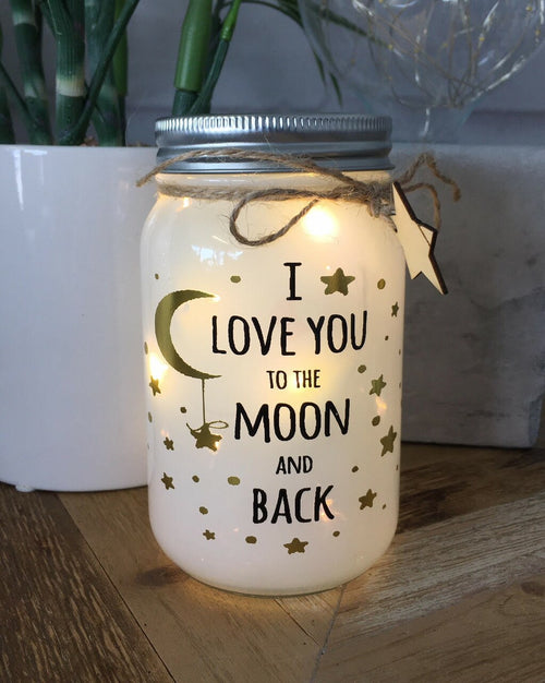 Large Message Sparkle Jars - I Love You to the Moon & Back