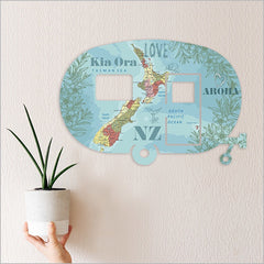 Kiwiana Wall Art - Caravan NZ Map