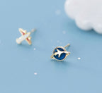 Sterling Silver Fly Me To The Moon Studs