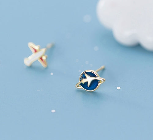 Sterling Silver Fly Me To The Moon Studs