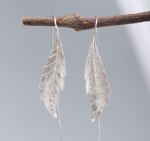 Sterling Silver Hook Earrings - Leaf