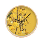 Vintage Botanical Kowhai Wooden Frame Clock