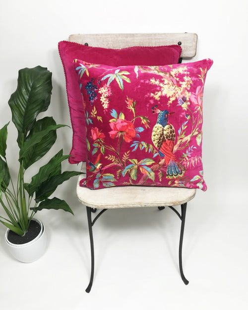 Cotton Velvet Cushion Hot Pink Paradise