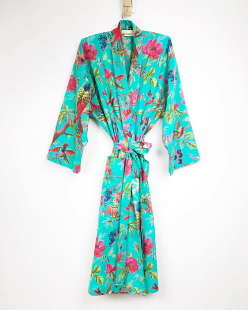 Cotton Kimono Paradise Aqua Green