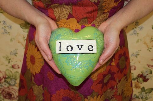 Ceramic Small Heart - Green love