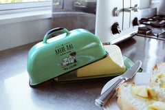 Haere Mai Enamel Butter Dish - Green