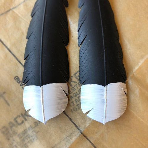 Upcycled Single Huia Feather Earrings
