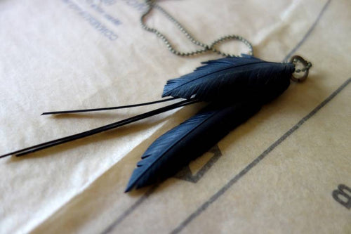 Upcycled Multi Feather Necklace with Strands