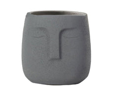 Ceramic Peaceful Face Planter - Dark Grey