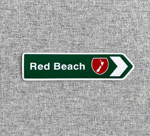 NZ Green Road Sign Magnet - Red Beach