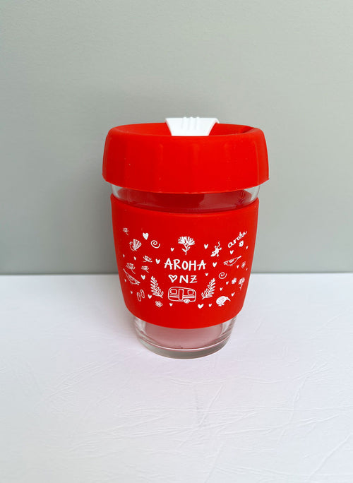 Reusable Glass Cup - Red
