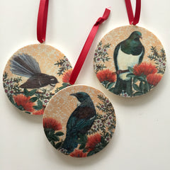 NZ Native Bird Kiwiana Decoration - Print on PLY Wood