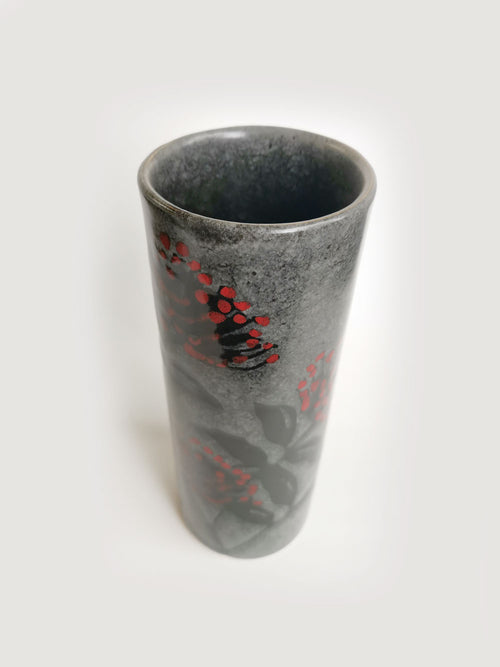 Ceramic Round Vase - Pohutukawa Blacksand